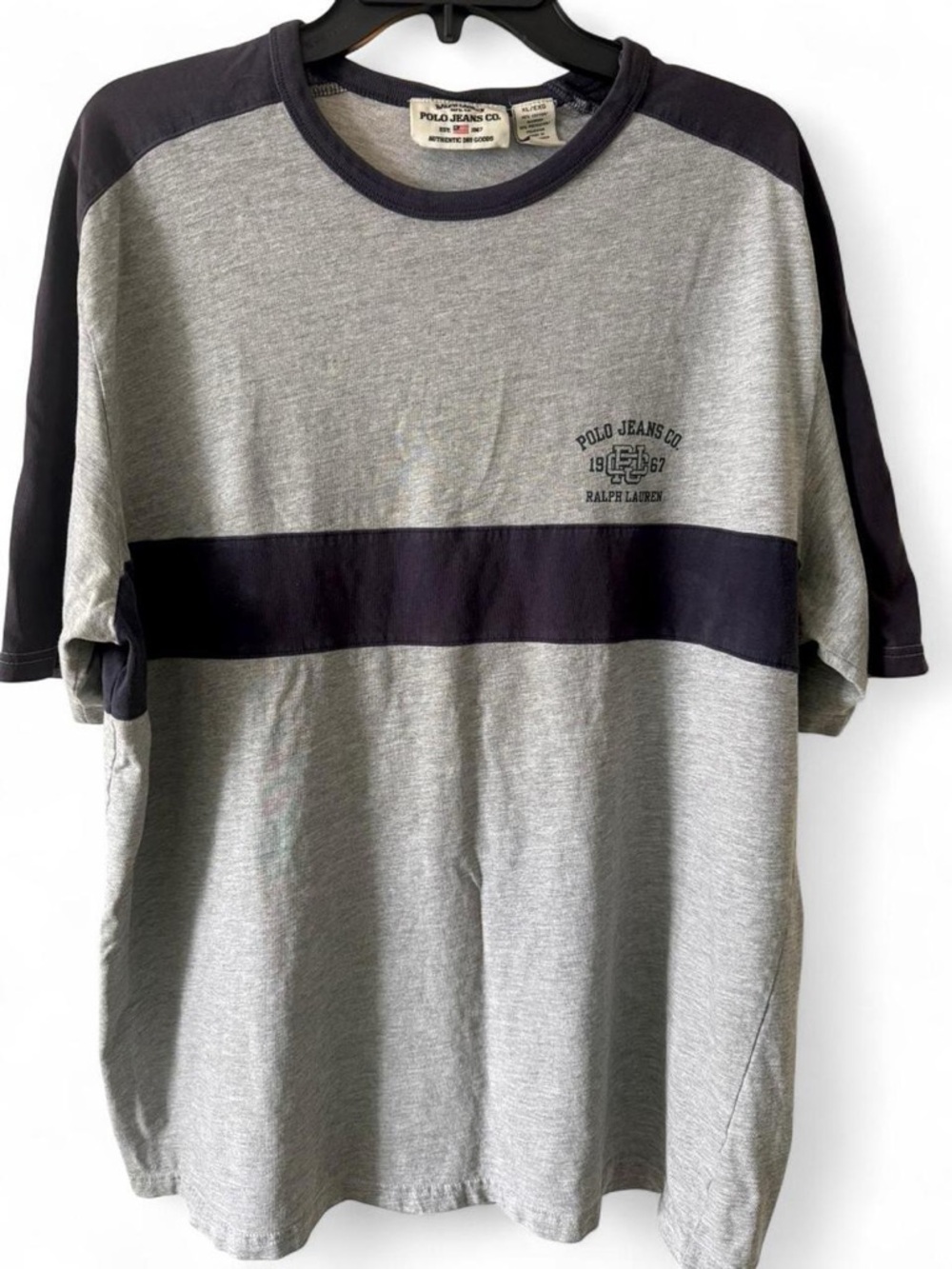Ralph Lauren Gray T-Shirt with Navy Stripe